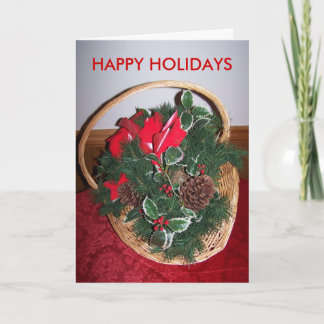 Cartão De Festividades HAPPY HOLIDAYS, Christmas Basket of Well Wishes