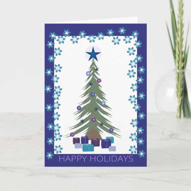 Cartão De Festividades Happy Holidays Christmas Card with Snowflakes (Frente)