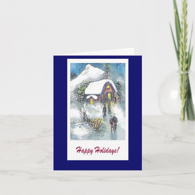 Cartão De Festividades Happy Holidays Christmas church note card (Frente)