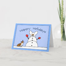 Happy Holidays Corgi Christmas Card