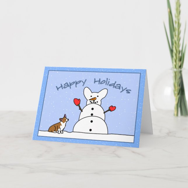 Cartão De Festividades Happy Holidays Corgi Christmas Card (Frente)