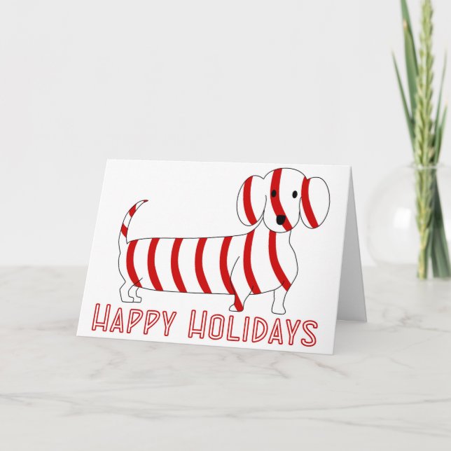 Cartão De Festividades Happy Holidays Dachshund (Frente)