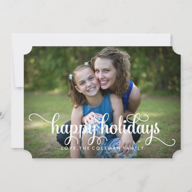 Cartão De Festividades Happy Holidays Elegant Family Photo Card (Frente)