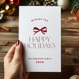Cartão De Festividades Happy Holidays elegant red bow Christmas non-photo