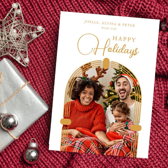 Cartão De Festividades Happy Holidays Exquisite Golden Dome Arch Photo (Happy Holidays Exquisite Fake Golden Dome Arch Photo Holiday Card with Envelope.)