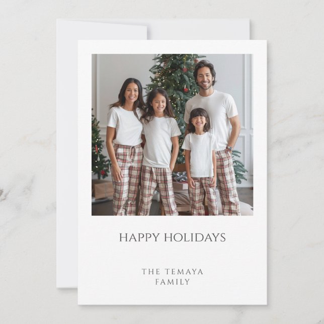Cartão De Festividades Happy Holidays Family Photo Plaid Pajamas (Frente)