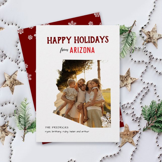 Cartão De Festividades Happy Holidays from Arizona One Photo (Happy Holidays Merry Christmas from Arizona one photo family card)