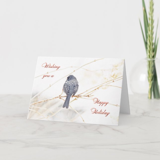 Cartão De Festividades Happy Holidays Greeting Card - Dark-Eyed Junco (Frente)