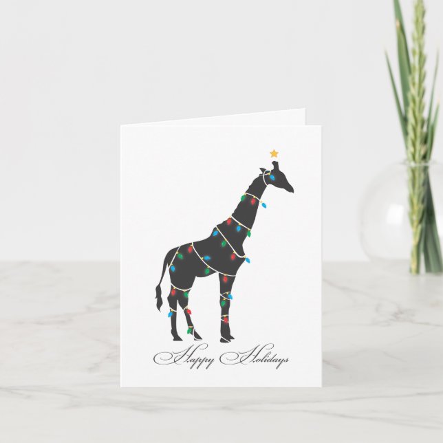 Cartão De Festividades Happy Holidays Greeting Card - Giraffe (Frente)