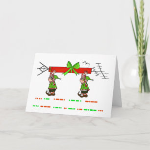 Cartão De Festividades Happy Holidays Morse Code Card with Elves