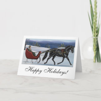Cartão De Festividades Happy Holidays One Horse Open Sleigh