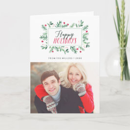 Cartão De Festividades Happy Holidays Painted Botanicals