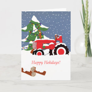Cartão De Festividades Happy Holidays! Red Tractor Card