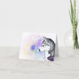 Cartão De Festividades Happy Holidays Siberian Husky Snow Flurry Notecard