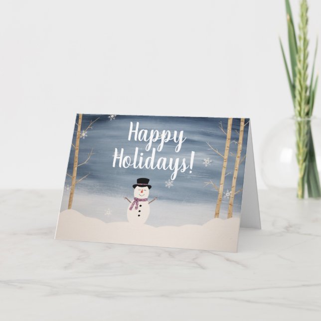Cartão De Festividades Happy Holidays Snowman Christmas Card (Frente)