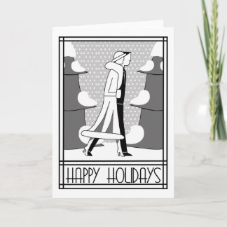 Cartão De Festividades "Happy Holidays" walk in the snow