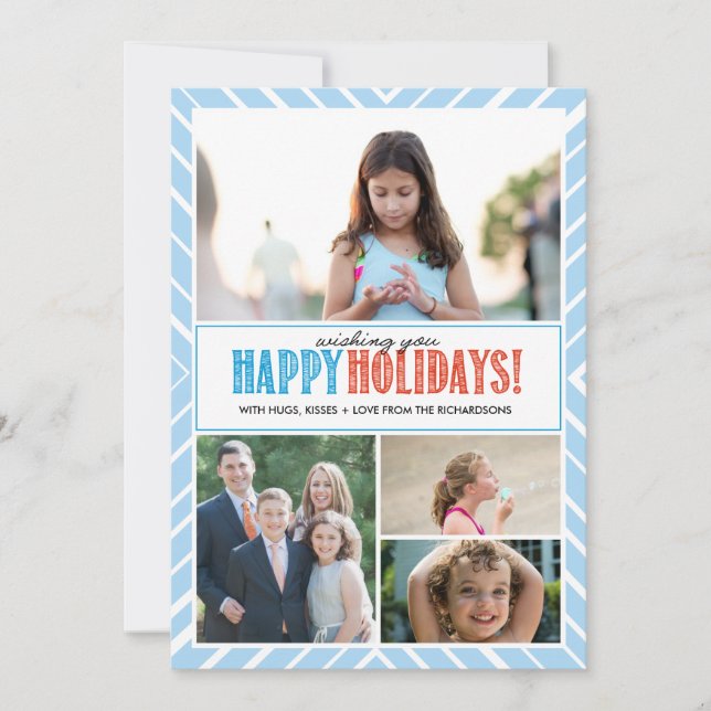 Cartão De Festividades Happy Holidays Wishes x4 (Frente)