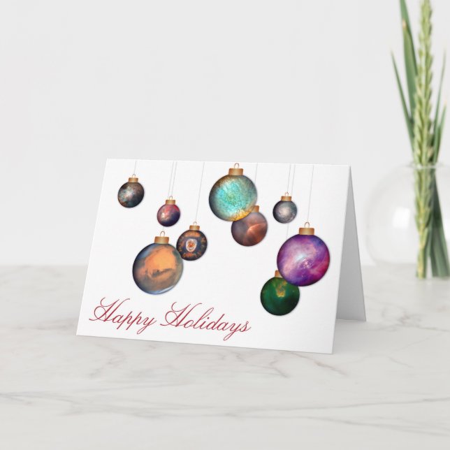 Cartão De Festividades Happy Holidays with Hubble Space Photo Ornaments (Frente)