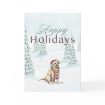 Happy Holidays Yellow Lab Card