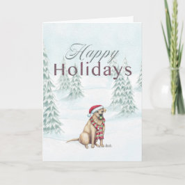 Cartão De Festividades Happy Holidays Yellow Lab Card
