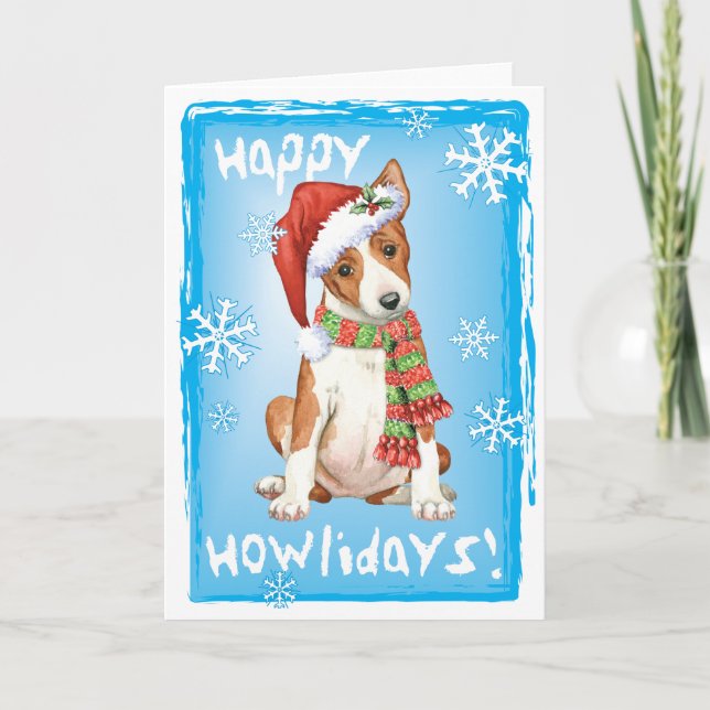 Cartão De Festividades Happy Howliday Basenji (Frente)
