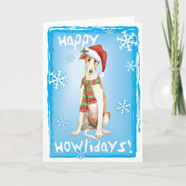 Cartão De Festividades Happy Howliday Borzoi (Frente)