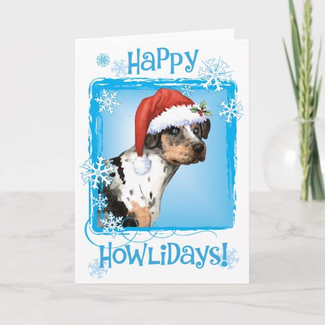 Cartão De Festividades Happy Howliday Catahoula (Frente)