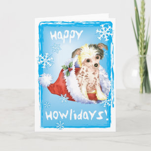 Cartão De Festividades Happy Howliday Chinese Crested