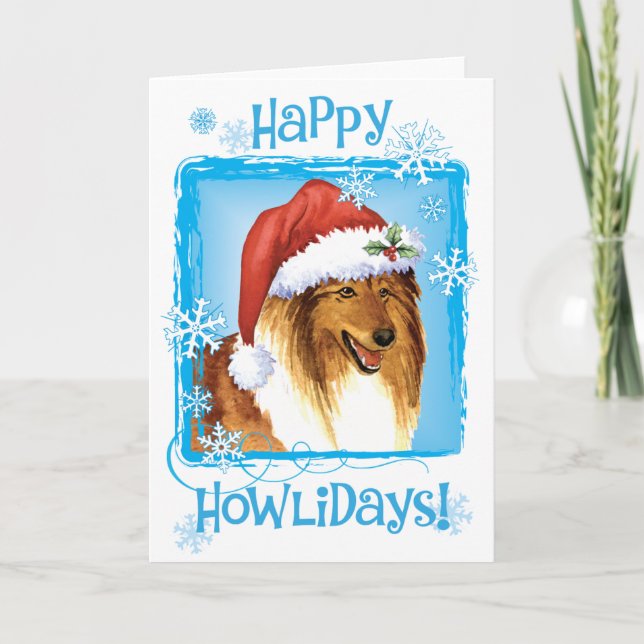 Cartão De Festividades Happy Howliday Collie (Frente)
