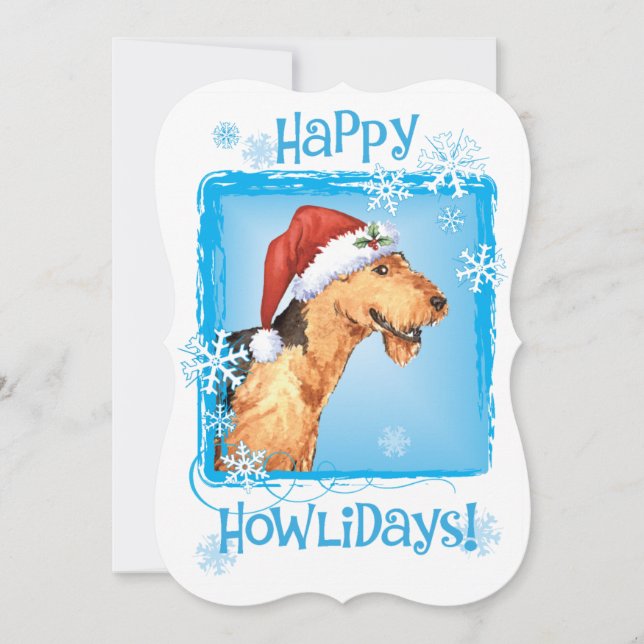 Cartão De Festividades Happy Howlidays Airedale (Frente)