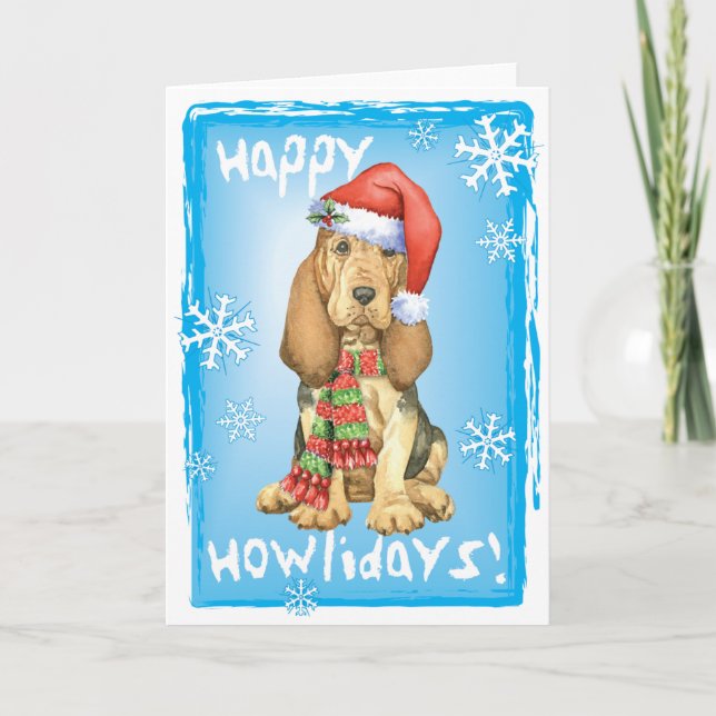 Cartão De Festividades Happy Howlidays Bloodhound (Frente)