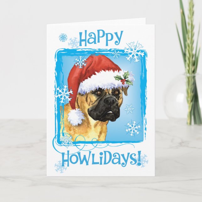 Cartão De Festividades Happy Howlidays Bullmastiff (Frente)