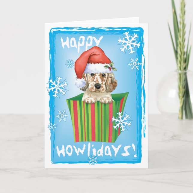 Cartão De Festividades Happy Howlidays English Setter (Frente)