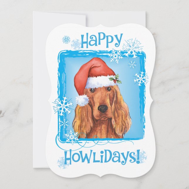 Cartão De Festividades Happy Howlidays Irish Setter (Frente)