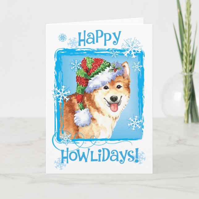 Cartão De Festividades Happy Howlidays Islandês Sheepdog (Frente)