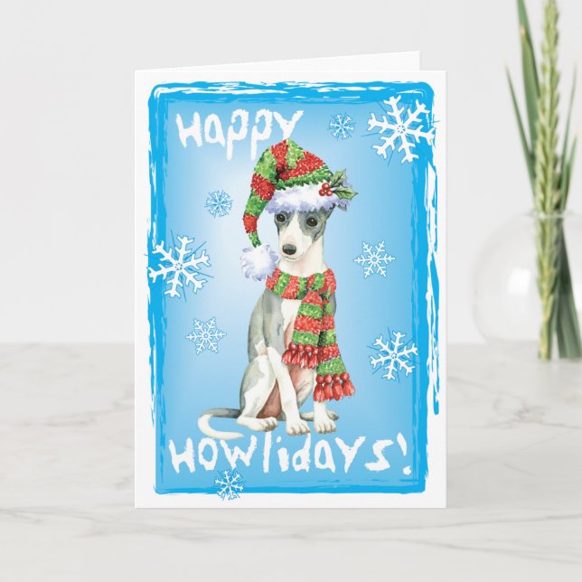 Cartão De Festividades Happy Howlidays Italian Greyhound (Frente)