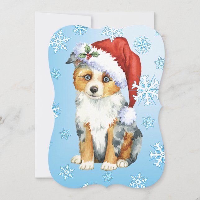 Cartão De Festividades Happy Howlidays Mini American Shepherd (Frente)