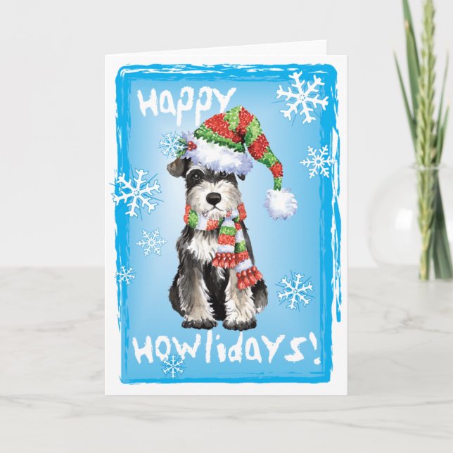 Cartão De Festividades Happy Howlidays Miniature Schnauzer (Frente)