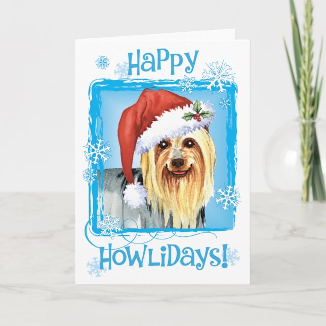 Cartão De Festividades Happy Howlidays Silky Terrier (Frente)