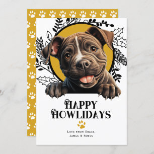 Cartão De Festividades Happy Howlidays Staffordshire Bull Terrier Dog