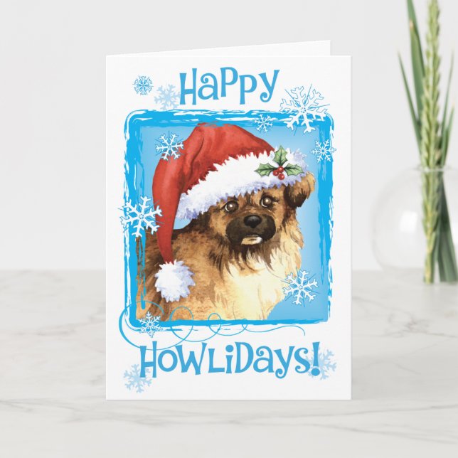 Cartão De Festividades Happy Howlidays Tibetano Spaniel (Frente)