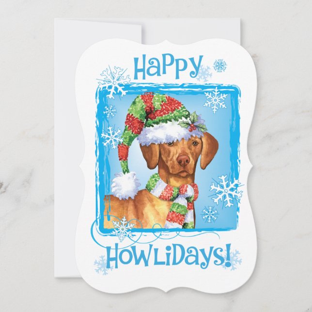 Cartão De Festividades Happy Howlidays Vizsla (Frente)