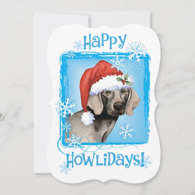 Cartão De Festividades Happy Howlidays Weimaraner (Frente)