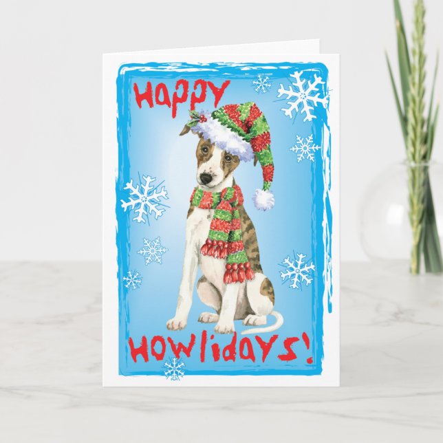 Cartão De Festividades Happy Howlidays Whippet (Frente)