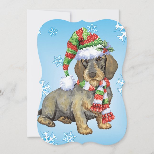 Cartão De Festividades Happy Howlidays Wirehaired Dachshund (Frente)