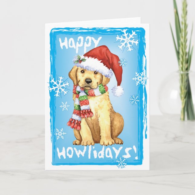 Cartão De Festividades Happy Howlidays Yellow Lab (Frente)