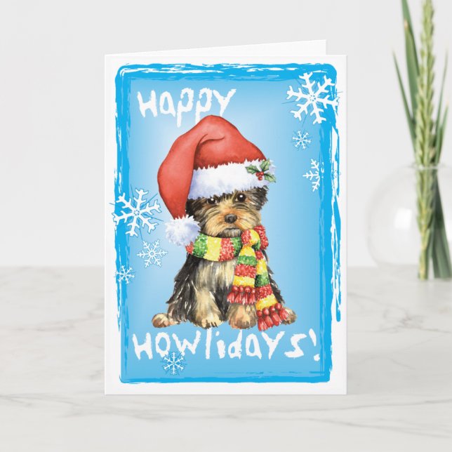 Cartão De Festividades Happy Howlidays Yorkie (Frente)