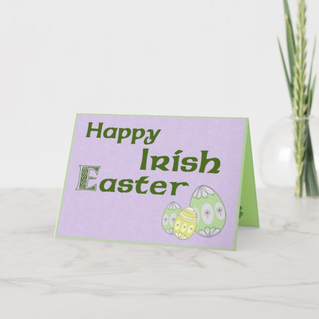 Cartão De Festividades Happy Irish Easter Purple Greeting Card (Frente)