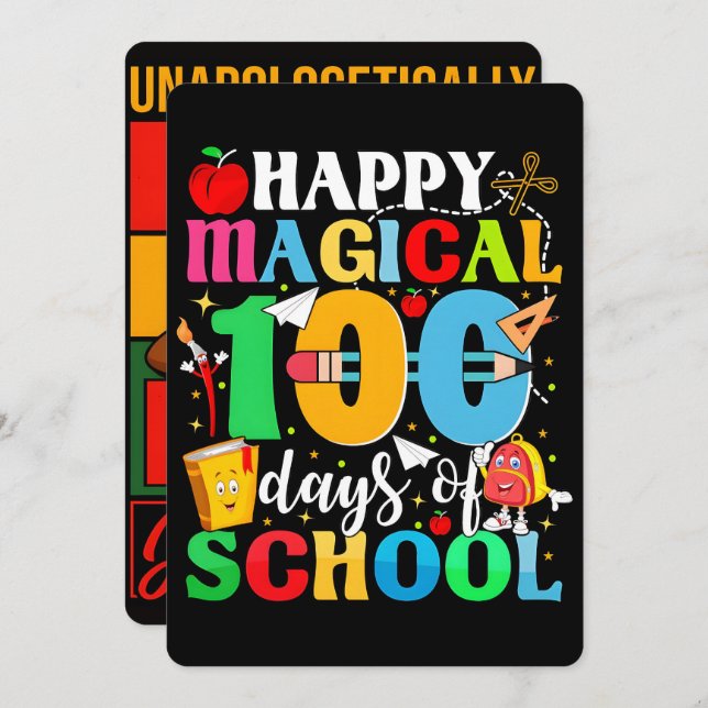 Cartão De Festividades Happy magical 100 days school 2026 Poster  (Frente/Verso)