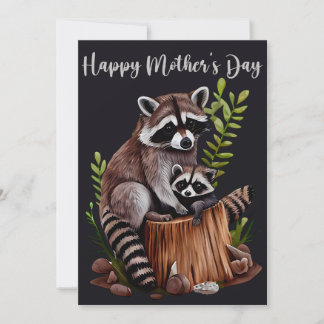 Cartão De Festividades Happy Mother's Day Cute Raccoons